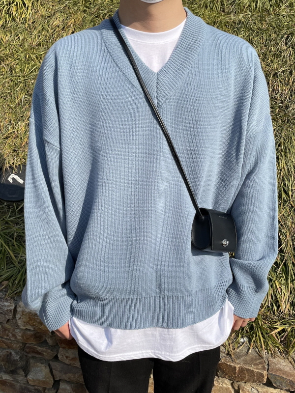 브이넥 니트 오버핏 스웨터 (6color)