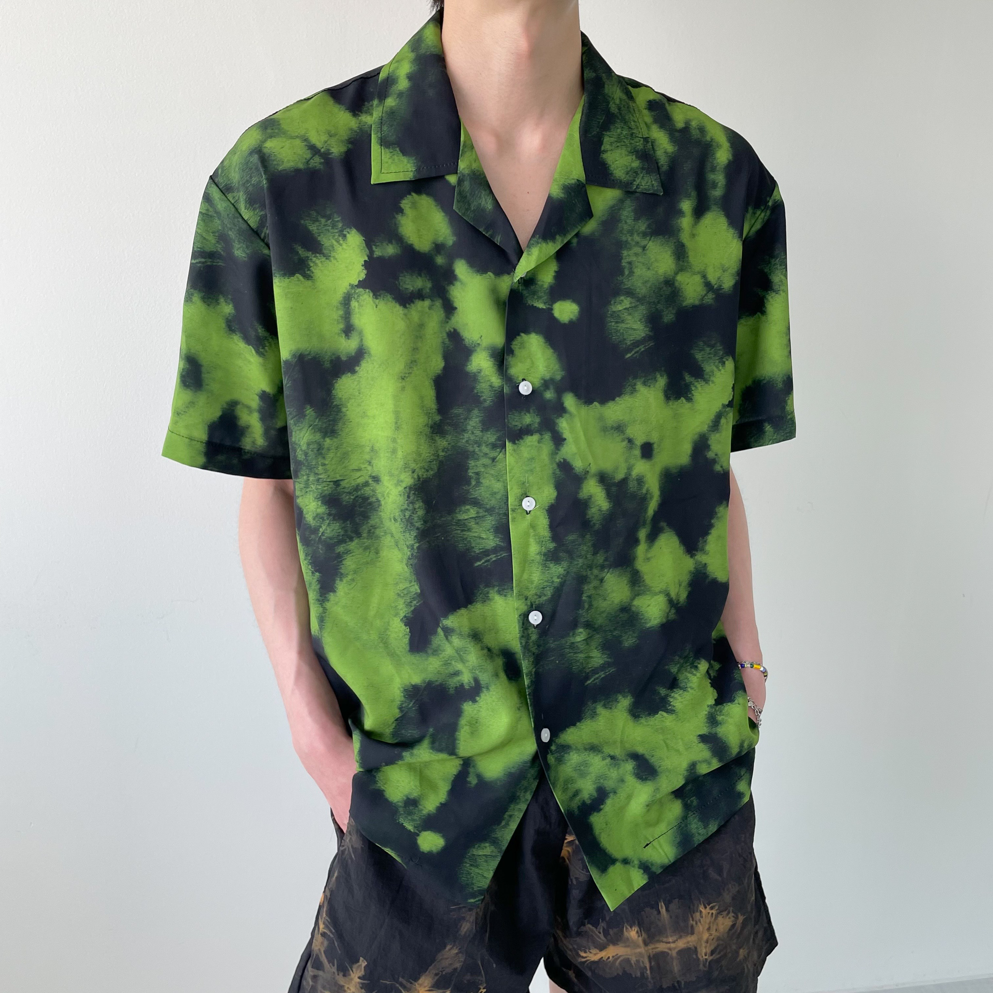 물나염 반팔 셔츠 하와이안 타이다이 곰팡이 휴양지 여름 남방 (남녀공용)